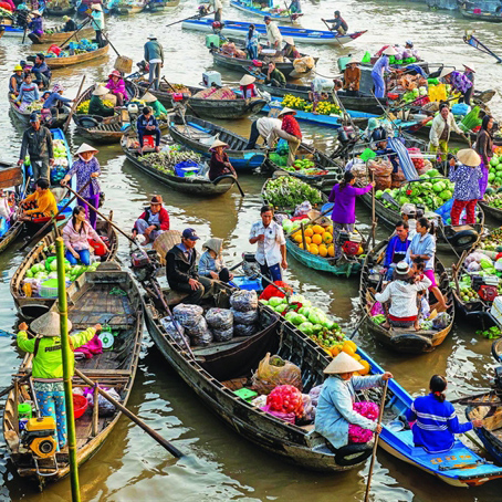 Floating market in Mekong delta